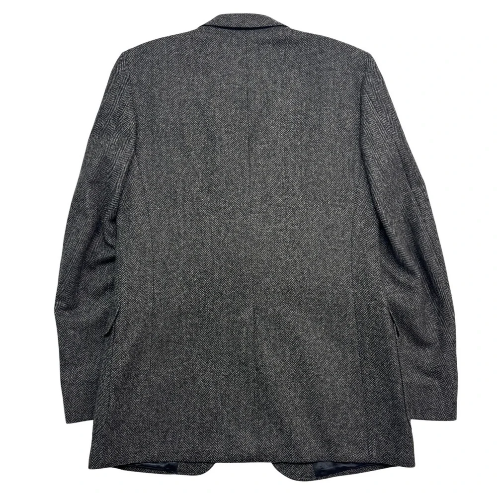 vtg Gray Herringbone Tweed 40L Blazer Jacket Sport Suit Coat 100% Wool USA